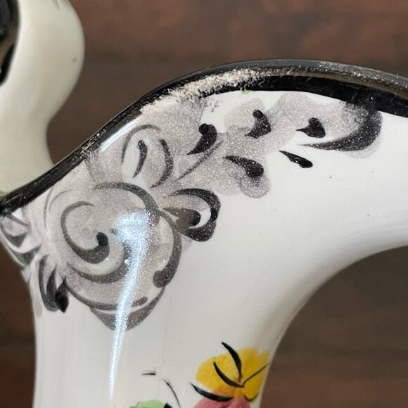 Vintage Portugal Pottery Pitcher & Bowl Plate Vestal Alcobaca Hand Painted Farm - Picture 13 of 16